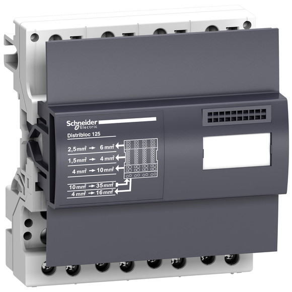 04045  Linergy DX 4P distribucijski blok 125 A – 6 modula – 52 otvora za brzo spajanje